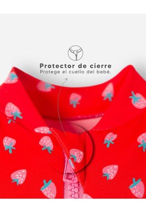 Vestido De Baño Manga Larga Protección UV Estampado Bebé Niña Rojo