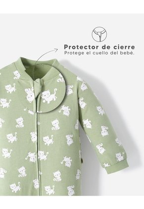 Pijama Algodón Cierre Doble Sentido Estampada Bebé Niña Verde