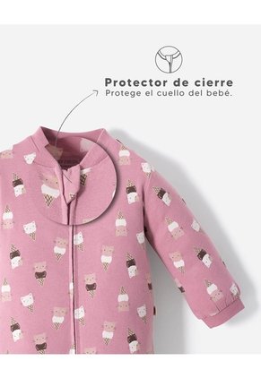 Pijama Algodón Cierre Doble Sentido Estampada Bebé Niña Rosa