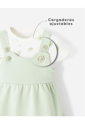 Conjunto Body + Vestido Algodón Bebé Niña Verde