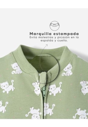 Pijama Algodón Cierre Doble Sentido Estampada Bebé Niña Verde