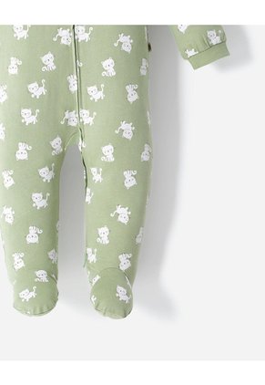 Pijama Algodón Cierre Doble Sentido Estampada Bebé Niña Verde