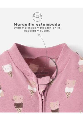 Pijama Algodón Cierre Doble Sentido Estampada Bebé Niña Rosa