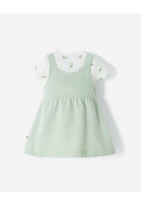 Conjunto Body + Vestido Algodón Bebé Niña Verde