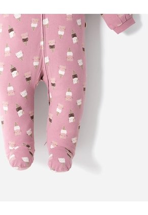 Pijama Algodón Cierre Doble Sentido Estampada Bebé Niña Rosa