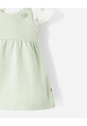Conjunto Body + Vestido Algodón Bebé Niña Verde