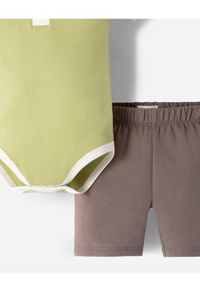 Conjunto Body + Bermuda Bebé Niño Verde