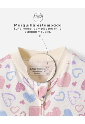 Pijama Algodón Cierre Doble Sentido Estampada Bebé Niña Beige