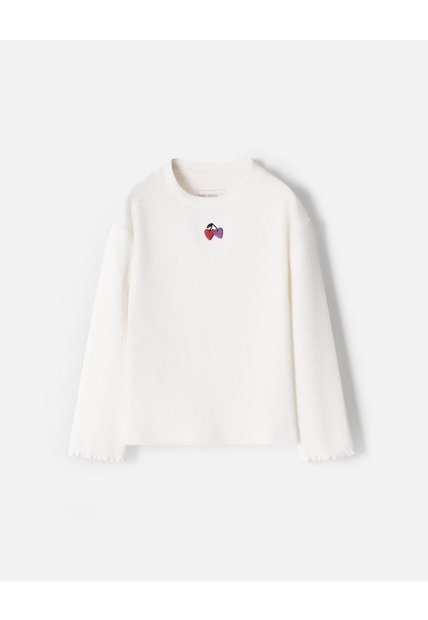 Camibuso Regular Acanalado Blanco Niña Blanco
