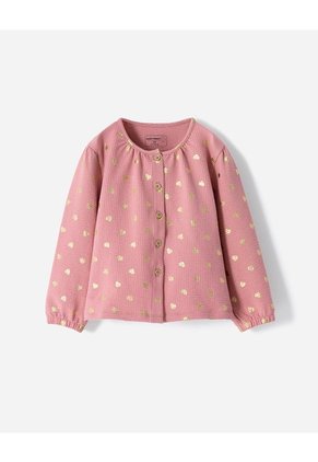 Camisa Manga Larga Regular Palo De Rosa Brillos Niña Rosa Claro