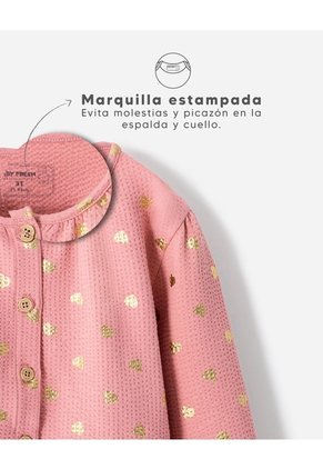 Camisa Manga Larga Regular Palo De Rosa Brillos Niña Rosa Claro