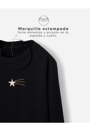Camibuso Regular Acanalado Negro Niña Negro