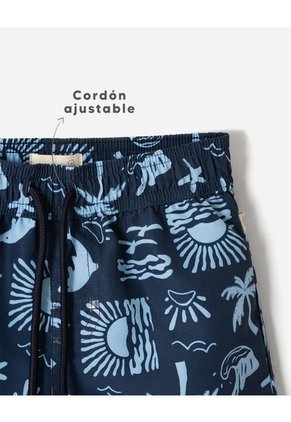 Pantaloneta De Baño Estampada Niño Azul