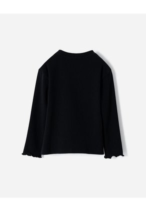 Camibuso Regular Acanalado Negro Niña Negro