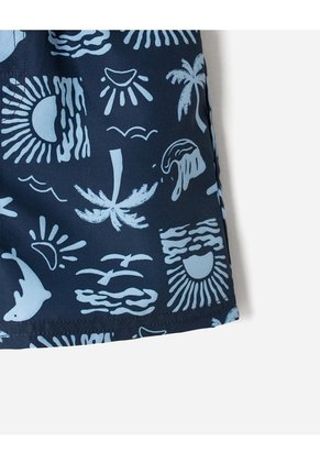 Pantaloneta De Baño Estampada Niño Azul