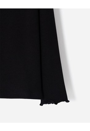 Camibuso Regular Acanalado Negro Niña Negro