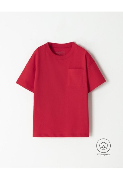 Camiseta Oversize Algodón Roja Niño Rojo