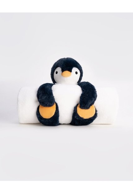 Cobija Para Bebé + Peluche De Pingüino