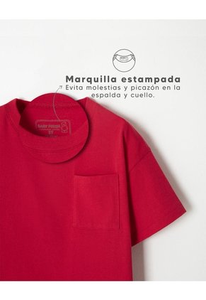 Camiseta Oversize Algodón Roja Niño Rojo