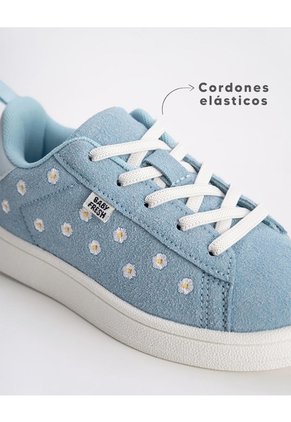 Tenis Casuales Azules Bordados Niña Azul
