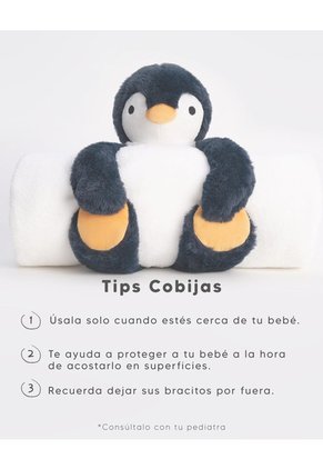 Cobija Para Bebé + Peluche De Pingüino