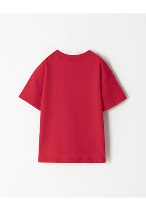 Camiseta Oversize Algodón Roja Niño Rojo