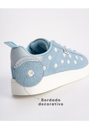 Tenis Casuales Azules Bordados Niña Azul