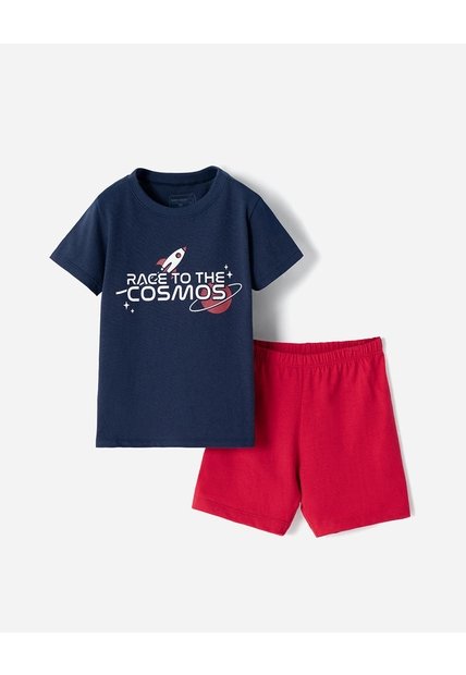 Pijama Camiseta + Short Algodón Niño Azul
