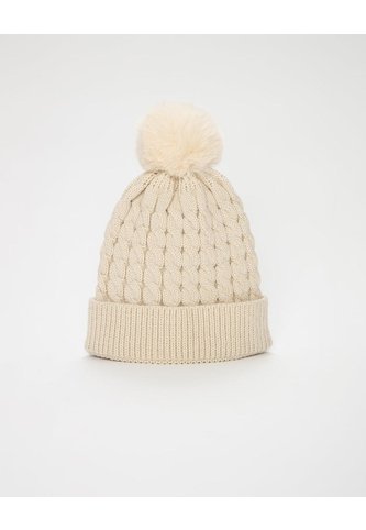 Gorro Tejido Pompón Beige Unisex Beige BABY FRESH