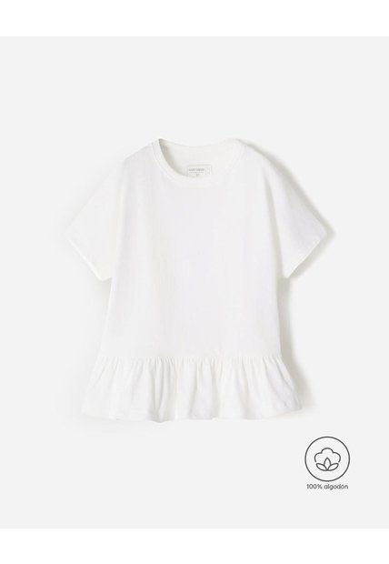 Camiseta Oversize Algodón Blanca Niña Blanco