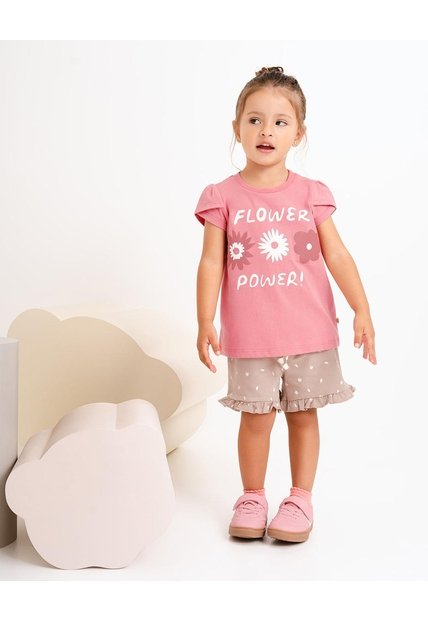 Conjunto Camiseta + Short Niña Rosa