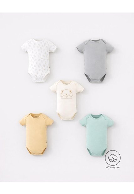 Body Botones A Presión Algodón X5unds Surtido Bebé Unisex Multicolor