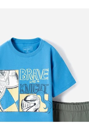Conjunto Camiseta + Bermuda Algodón Niño Azul