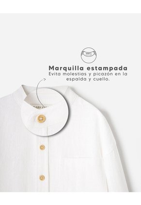 Camisa Manga Larga Algodón Blanca Niño Blanco