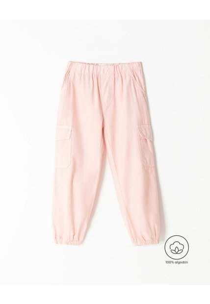 Pantalón Cargo Algodón Rosado Niña Rosa