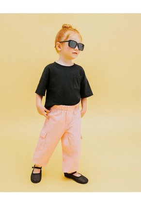 Pantalón Cargo Algodón Rosado Niña Rosa