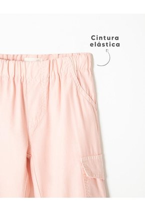 Pantalón Cargo Algodón Rosado Niña Rosa