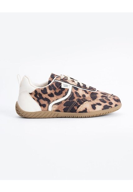 Tenis Casuales Animal Print Niña Cafe