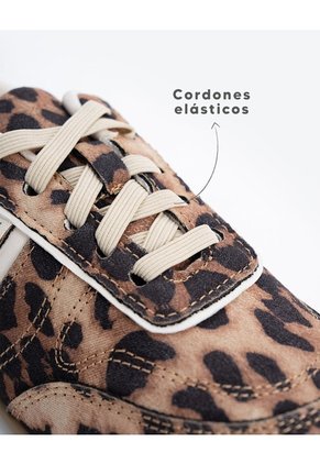 Tenis Casuales Animal Print Niña Cafe