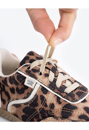 Tenis Casuales Animal Print Niña Cafe