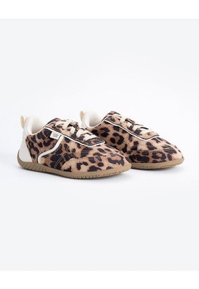 Tenis Casuales Animal Print Niña Cafe