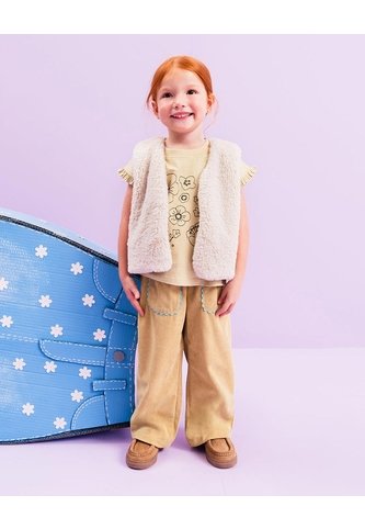 Pantalón Regular Tiro Medio Corduroy Verde Niña Verde BABY FRESH