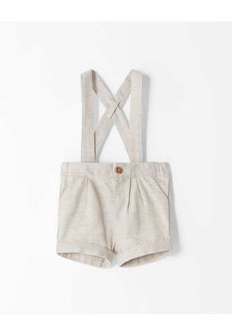 Bermuda + Cargaderas Lino Bebé Niño Beige BABY FRESH