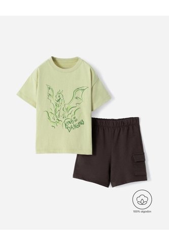 Conjunto Camiseta + Bermuda Algodón Niño Verde BABY FRESH