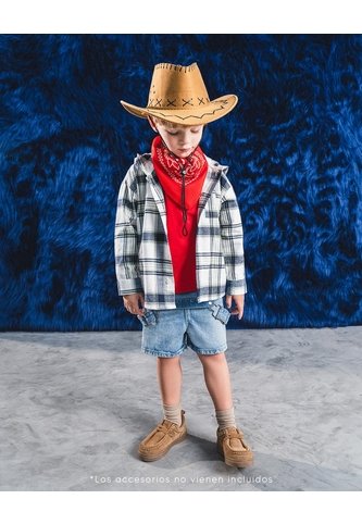 Camisa Manga Larga Oversize Cuadros Niño Azul BABY FRESH