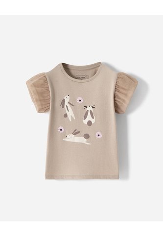 Camiseta Regular Estampada Niña Beige BABY FRESH