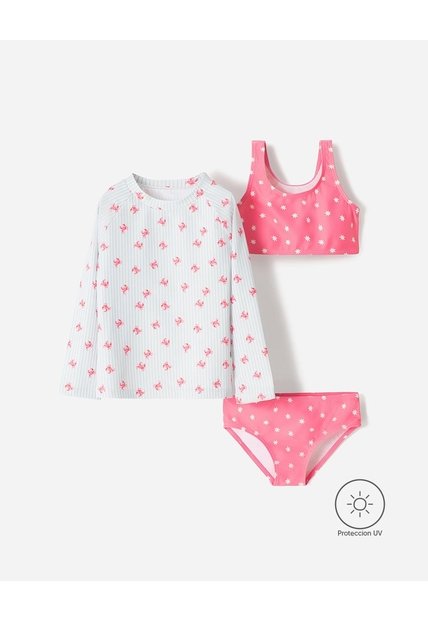 Vestido De Baño 3 Piezas Protección UV Estampado Niña Multicolor