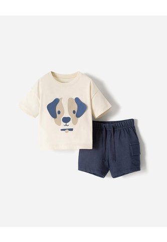 Conjunto Camiseta + Bermuda Bebé Niño Beige BABY FRESH
