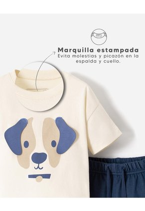 Conjunto Camiseta + Bermuda Bebé Niño Beige
