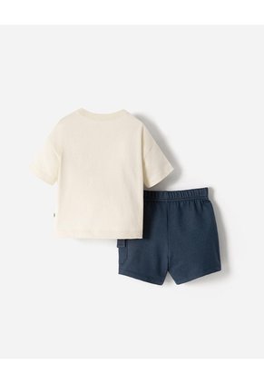 Conjunto Camiseta + Bermuda Bebé Niño Beige